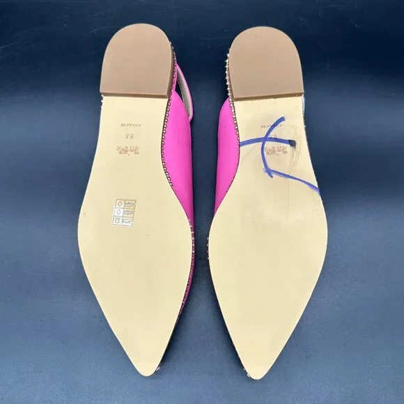 Coach Womens Petunia Pink Vae Leather Skimmer Flats Box Pointed Toe Size 6.5 - Picture 7 of 13
